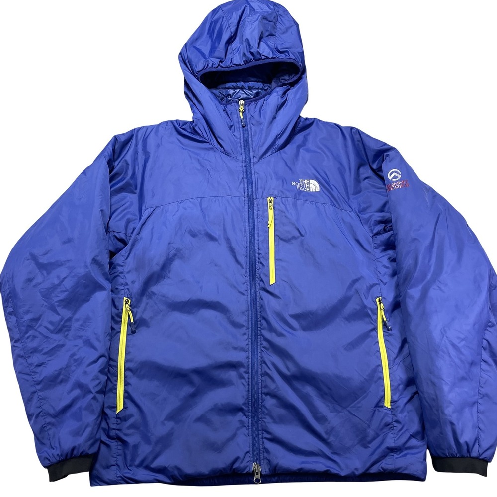 The North Face Summit Series Jacket Mens Medium Blue Hooded Insulated Ski Winter